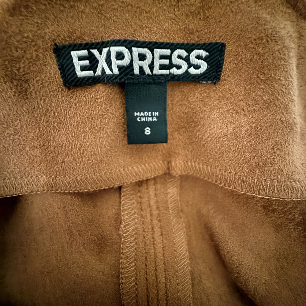 Express Brown Faux Suede Wrap Pencil Skirt Tie Waist Western Boho Size 8 - Picture 7 of 7